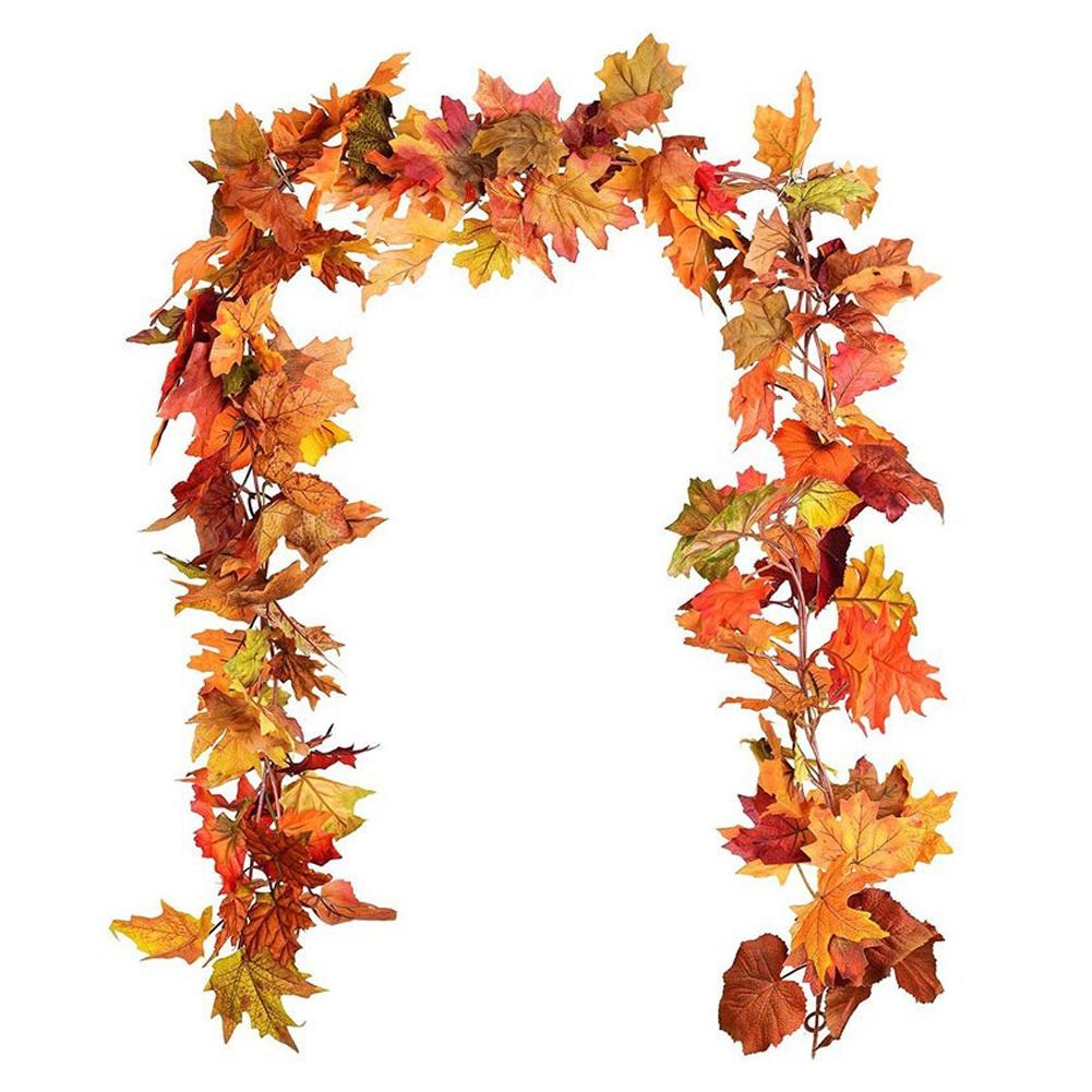 Autumn Decor Artificial Maple Fall Leaf Vine Garland Hanging Wedding Thanksgiving Decorations Home Halloween Fireplace Decor