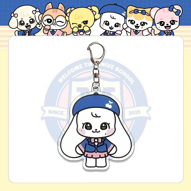 IVE 'MINIVE' Pop-up Campus Edition Cartoon Acrylic Keychain - LIZ, Ahn Yujin, Jang Wonyoung