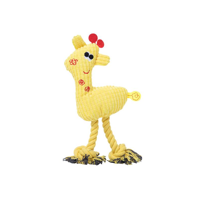 Yellow Giraffe Plush Rope Dog Chew Toy with Squeaker – Interactive Puppy Teeth Cleaning Toy жёлтый