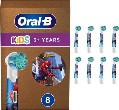 Braun Clean Kids Soft Toothbrush Replacement 8 Oral-B Brushes, Brushes, Spider-Man Design, Eco-Packaged [Product]