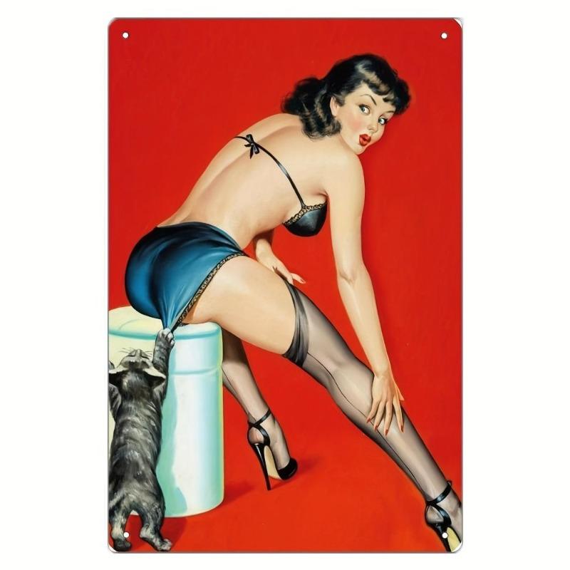 Lamiere Pin-Up Girl, Decorazione Metallica per Officina Garage 20x30cm