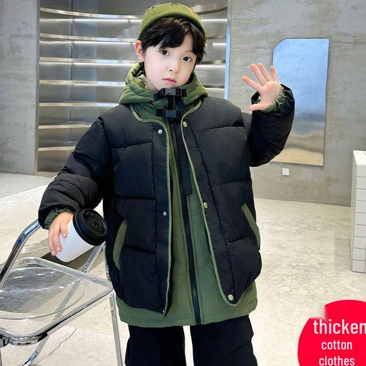 Boys' 2025 Fleece-Lined Winter Coat: Trendy, Thick & Warm for Middle & Big Kids