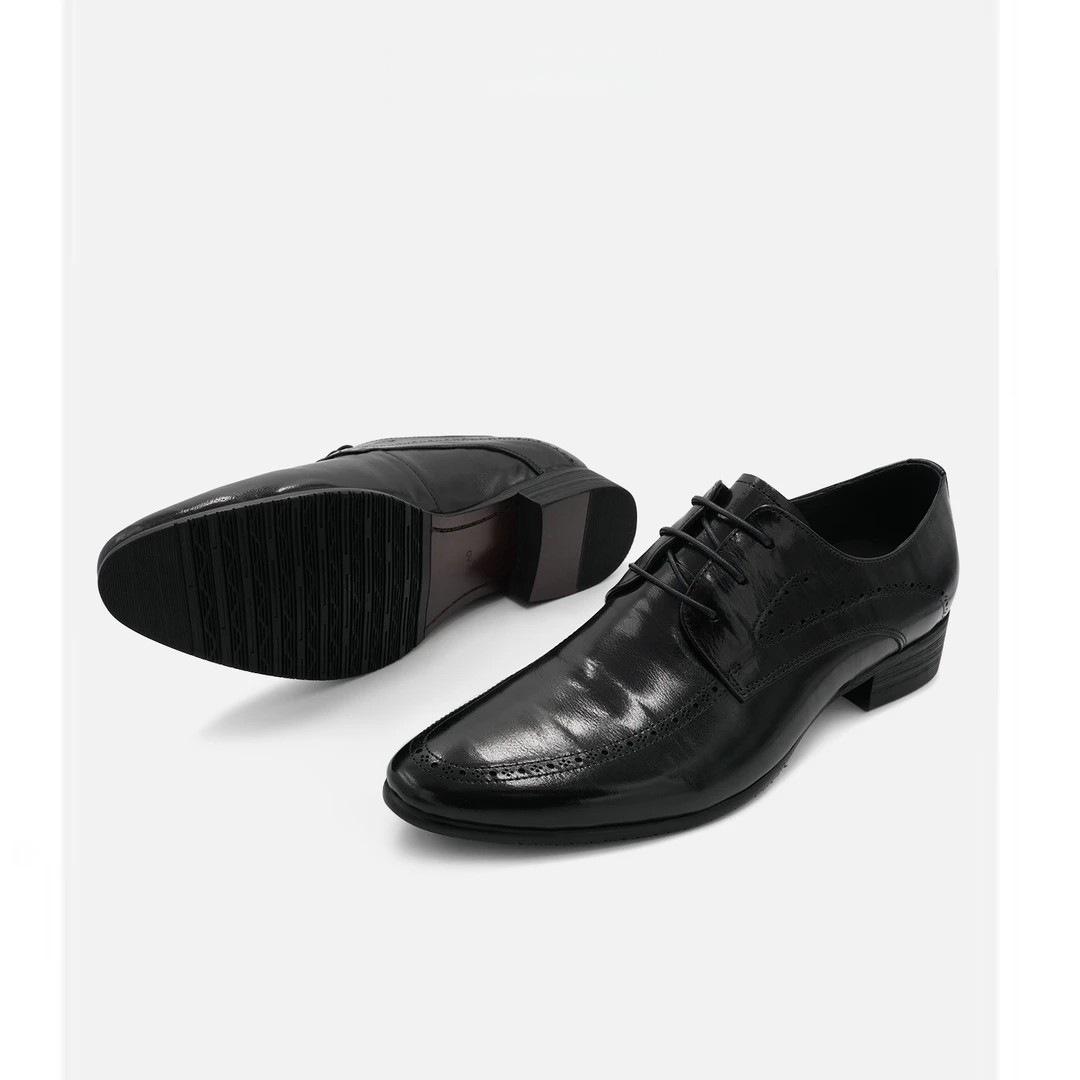 

Мужские туфли дерби из натуральной кожи с острым носком - Модные и универсальные формальные на шнуровке 42