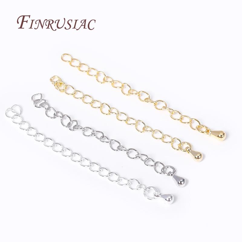 Brass Metal Extension Chain Connectors For DIY Necklace Bracelet Jewelry Making Findings 18K Gold Plated Chain Extender with Tag
