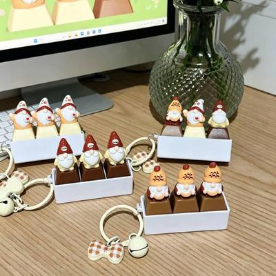 3 Keys Cute Gnome Fidget Keychain With Stress Relief Lovely Cartoon Design For Office Decor Daily Use Small Gift