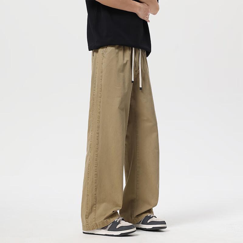 VUUG Men's Pure Cotton Loose Straight Leg Cargo Pants
