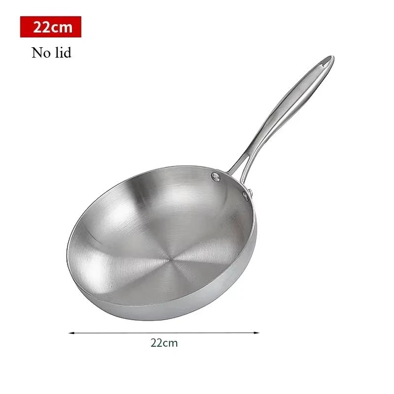 

304 Stainless Steel Frying Pan NonStick Pan Fried Steak Pot ,Uncoated Kitchen Tools Cookware for Gas Stove and Induction Cooker Frying Pan