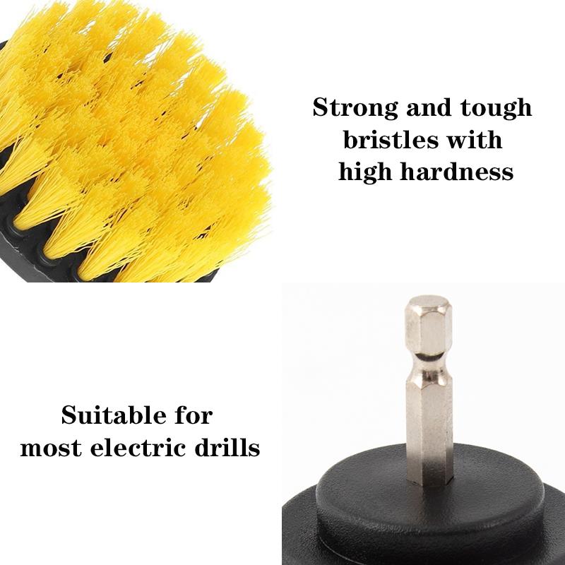 3pcs Universal Electric Drill Brush Head Cleaning Household Tools Floor Tile Polishing Kitchen Bathroom Car Wash Descaling Set