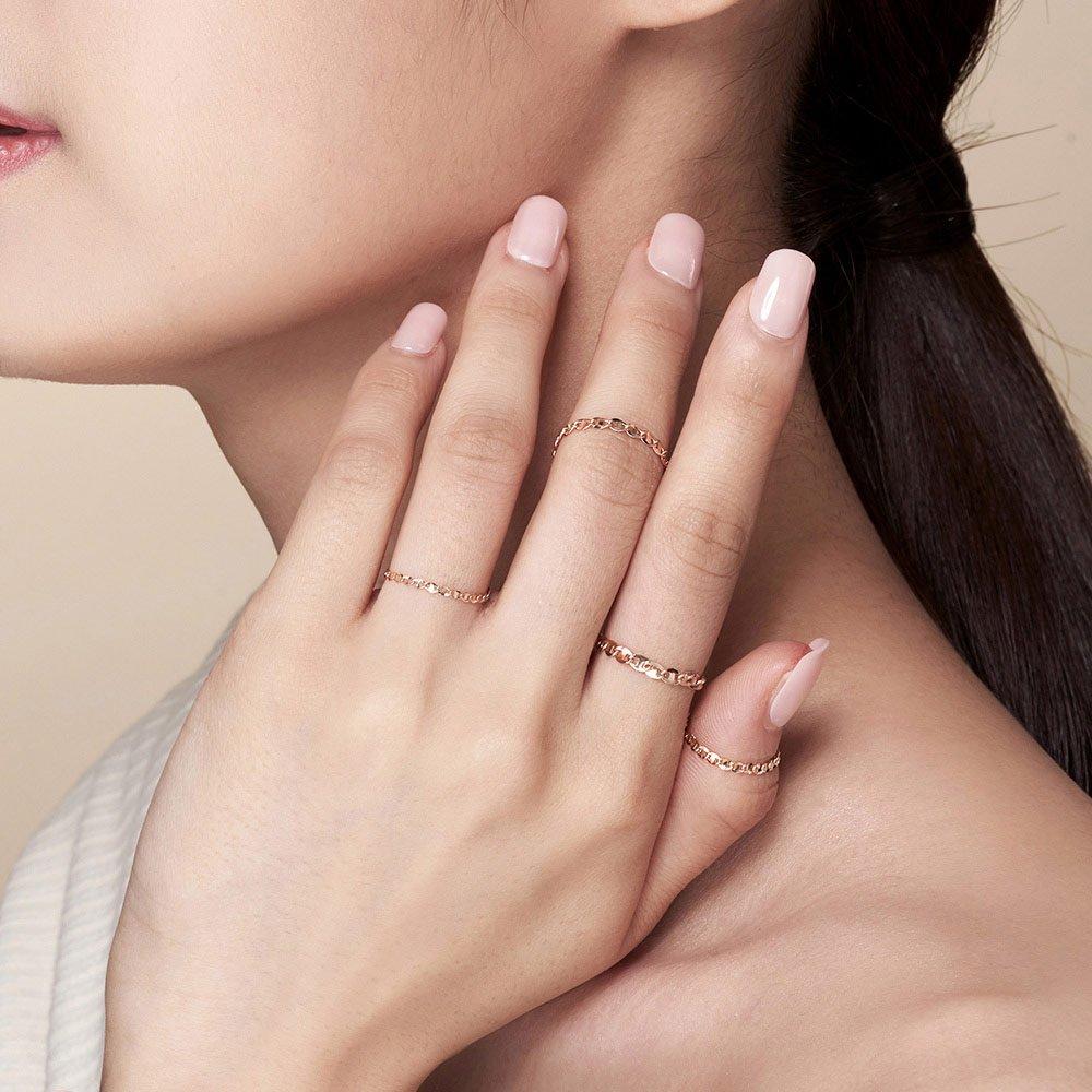 14K Chain Ring Friendship Ring C Ladder (Extra Large)