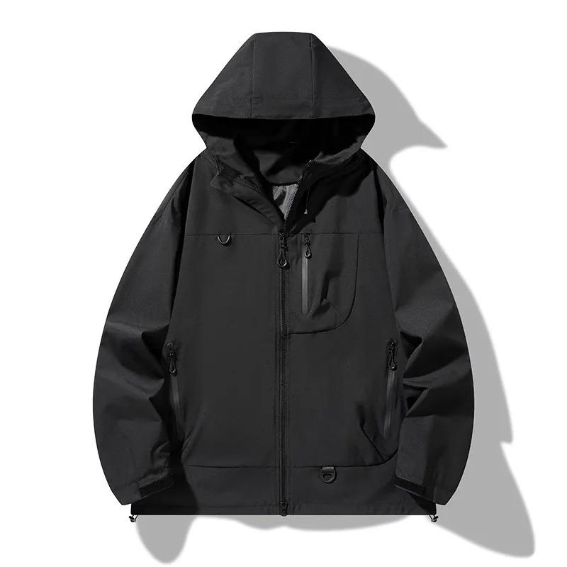 

Мужская куртка с капюшоном Осень Зима Горячая Распродажа Однотонная Дышащая Водонепроницаемая Ветрозащитная На молнии Верхняя одежда для активного отдыха, альпинизма, рыбалки, Стильное мужское пальто XXXL чёрный