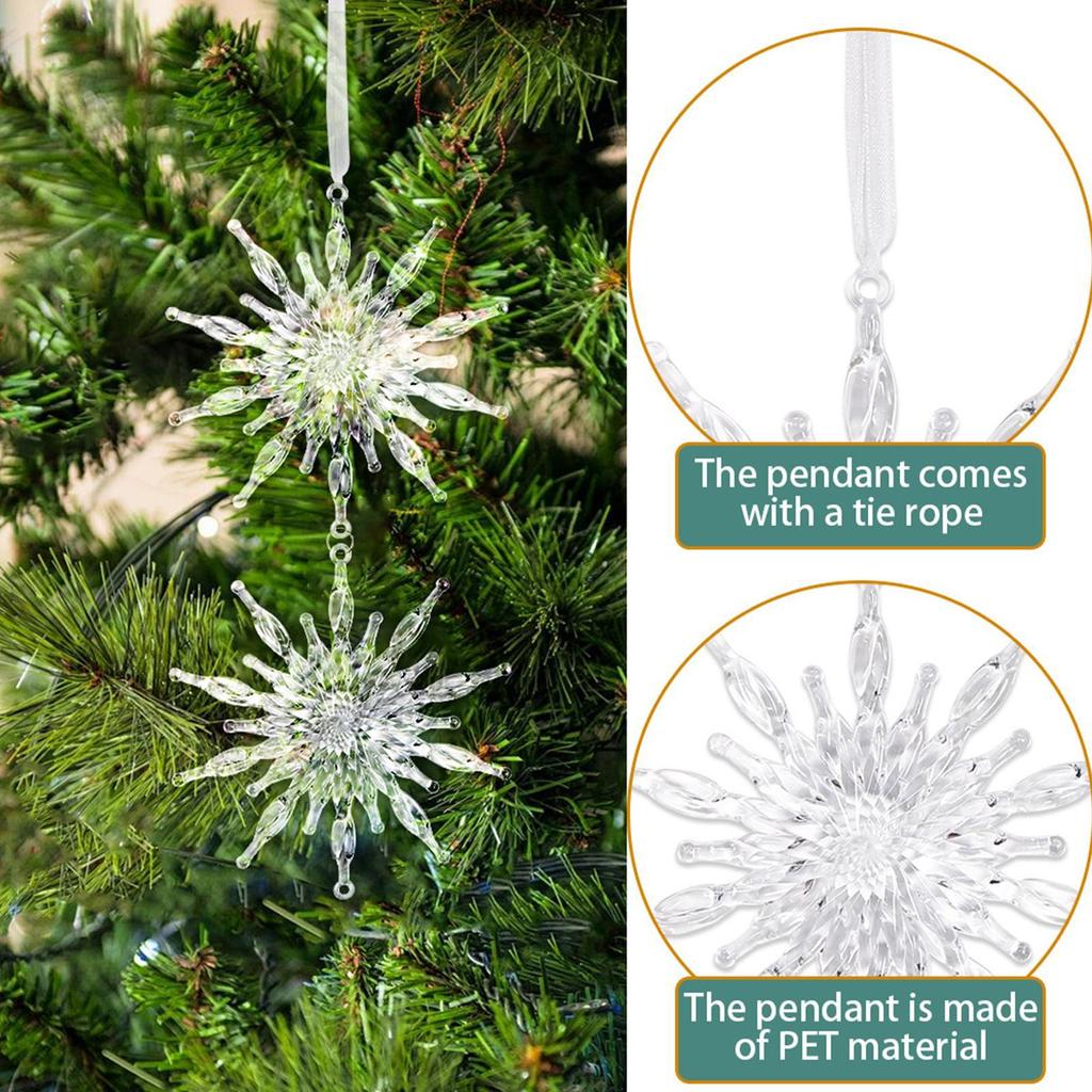 Christmas Snowflake Ornaments 2D Acrylic Festive Set Suspending Snowflake Ornament For Festival Interior Party Bedroom Home