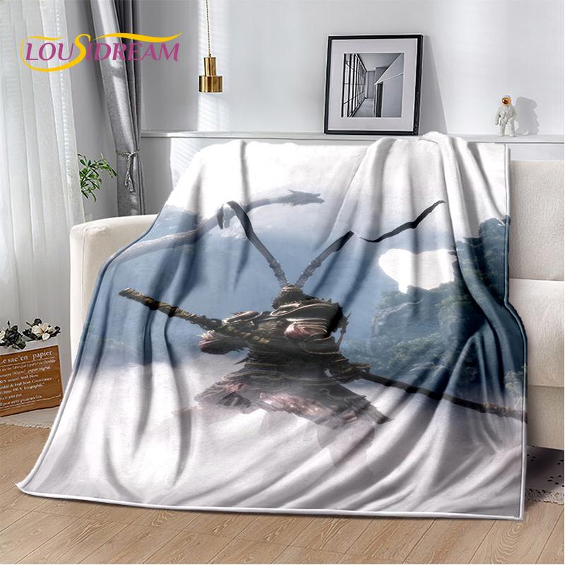 3D Black Myth Wukong Monkey King Cartoon Game Soft Blankets,Throw Blanket Comfortable Blanket for Picnic Beds Sofa Home Bedroom