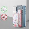 1Pc Flower Painted Phone Case Card Holder With PU Leather Back Sticker Card Bag Portable Adhesive Universal Zipper Wallet Deskto