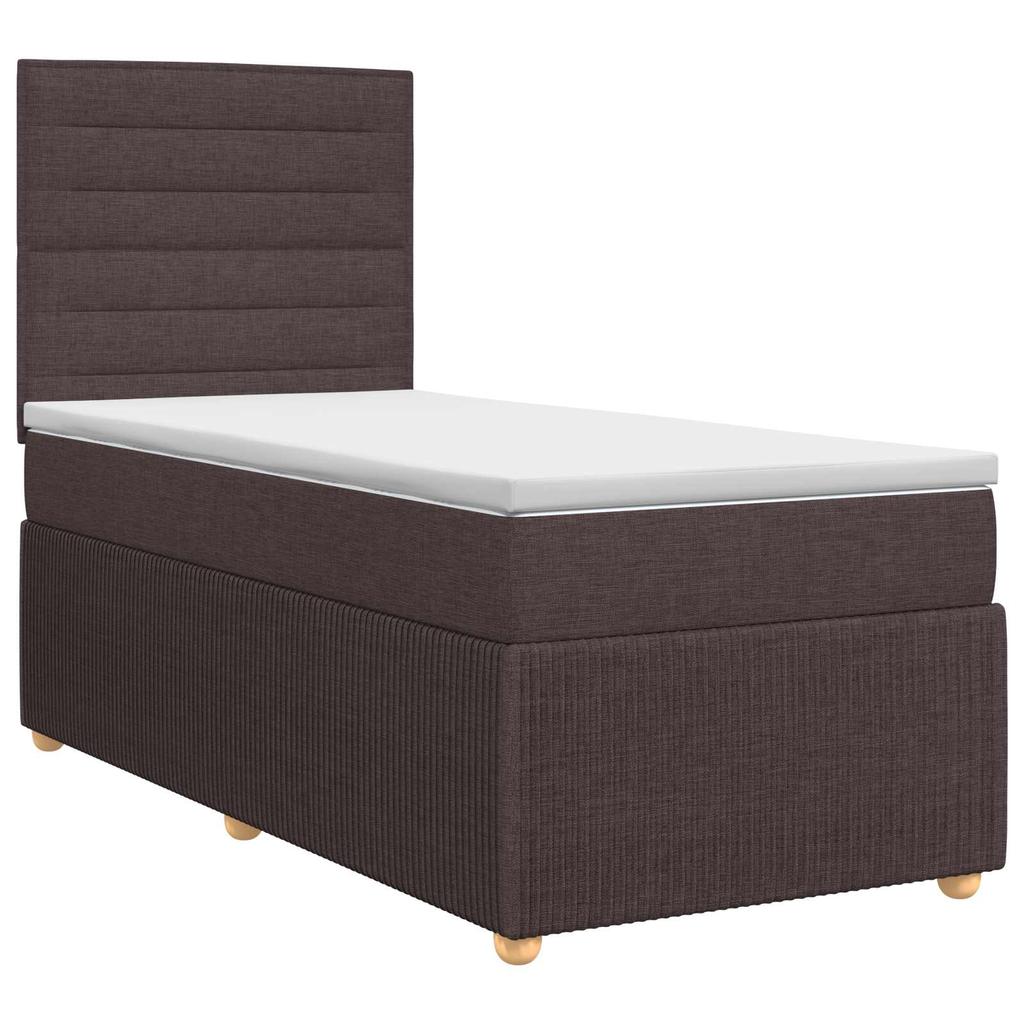 Box Spring Bed with Mattress Dark Brown 90 x 190 cm Fabric