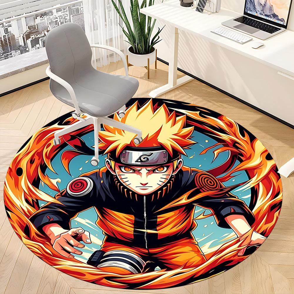 1pc Naruto Chair Carpet for Office Non-Slip, Soft & Comfortable, Carpet for Office, Gaming, Lightweight Round Floor Mat