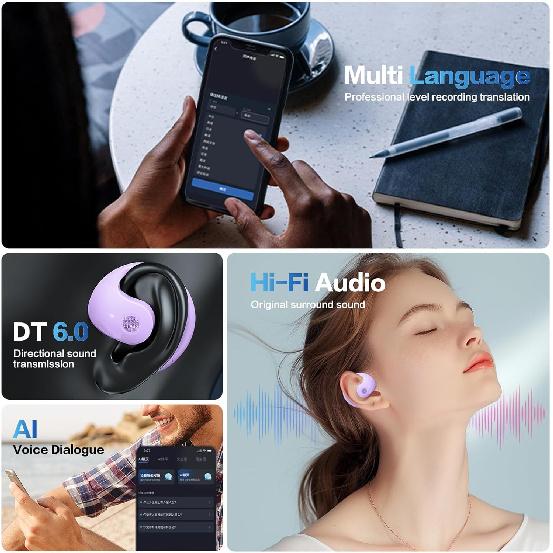 Translation Earbuds Real Time, Hy-T26 Pro Language Translator, Ai Translator Earbuds Translating Headphones Real Time, Wireless Translator Earbuds,