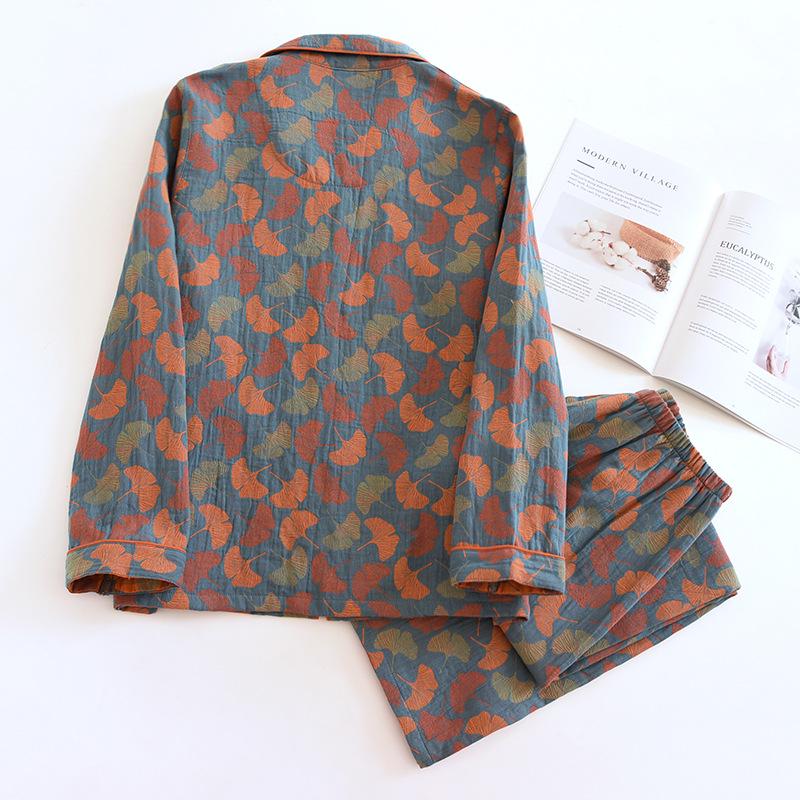 Damski Zestaw Piżamy Bawełnianej Plus Size, Kardigan Żakardowy z Długim Rękawem na Wiosnę/Lato