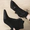 2024 Hot Sale Ladies Shoes Front Lace-up Women's Boots Fashion Side Zipper Office and Career Sexy Pointed Toe Shoes for Women