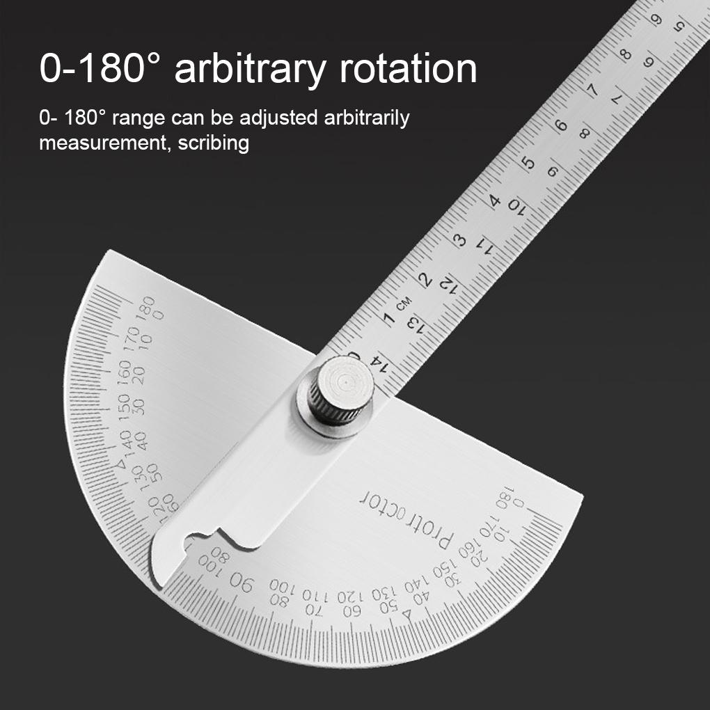 180° Protractor Woodworking Worker Stainless Steel Adjustable Rotary Measuring Tools Measurement Gauge Measure Tool Device