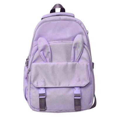 Kreslený batoh s oušky pro studenty, školní taška na kampus s mnoha kapsami, velkokapacitní batoh na notebook pro ženy a teenagery, fialový