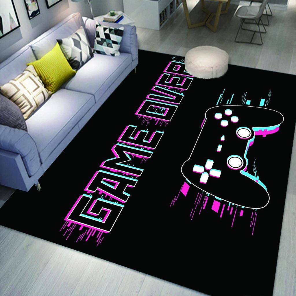 Gaming Area Rug for Kids Boy Bedroom Playroom Living Room Decor Controller Gamepad Carpet Gamer Floor Mat Soft Cool Game Doormat