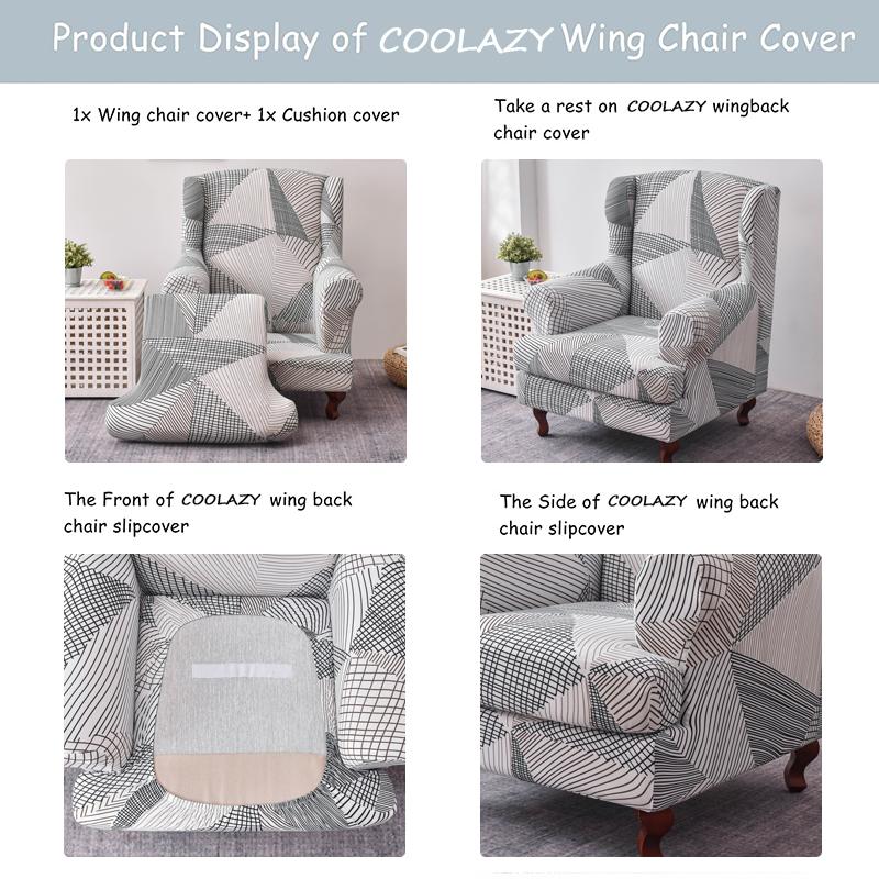 Copridivano per poltrona Wingback, 2 pezzi/set, copridivano elasticizzato, copripoltrona, protezione per mobili, fondo elastico per soggiorno