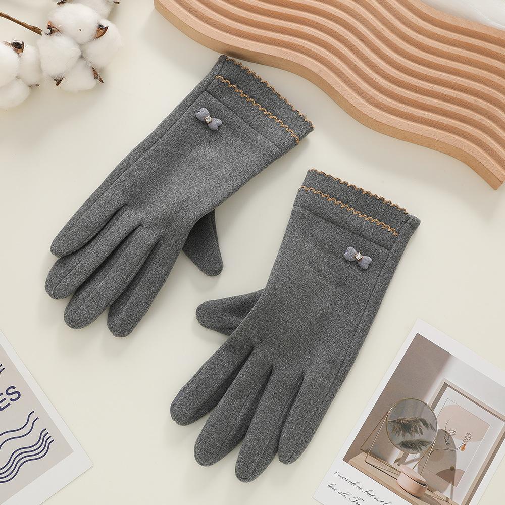 Warm gloves Three-line rabbit velvet men's and women's fashion cold-proof velvet outdoor cycling autumn and winter gloves