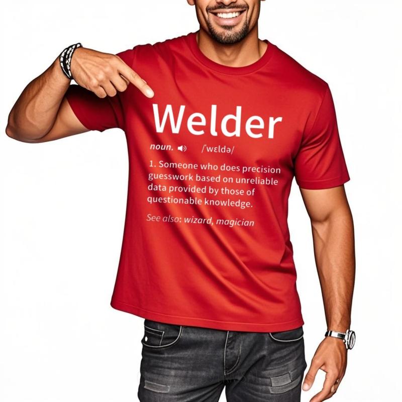 Comfortable Boys Crew Neck tshirt Graphic Welder Noun Definition Precision Guesswork Unreliable Data Wizard Magician Trendy Men S