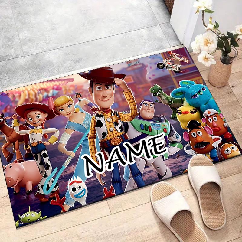 Custom Toy Story Mat Personalized Name, Polyester Washable Indoor Entryway Rug, Gift for Christmas, Easter, Thanksgiving Day