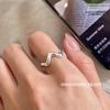 Su Chuang S925 Sterling Silver Wave Open Ring: Simple, Versatile, High-End Women's Cool Style Index Finger Ring