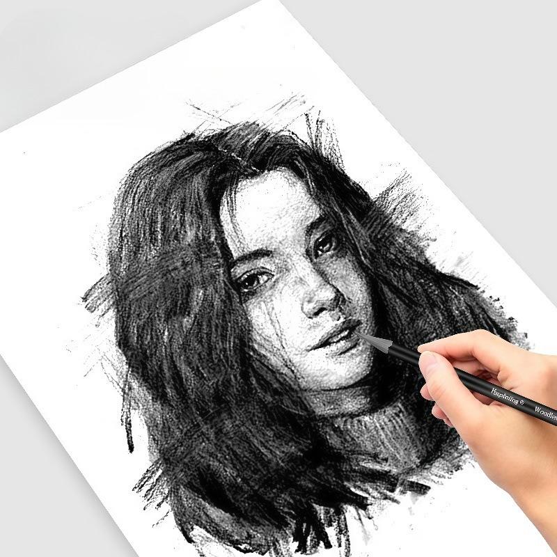 6pcs Sketch Charcoal Pencil Graphite Pencil Not Easy To Break The Core Without Wood Outdoor Sketching Details Painting Design