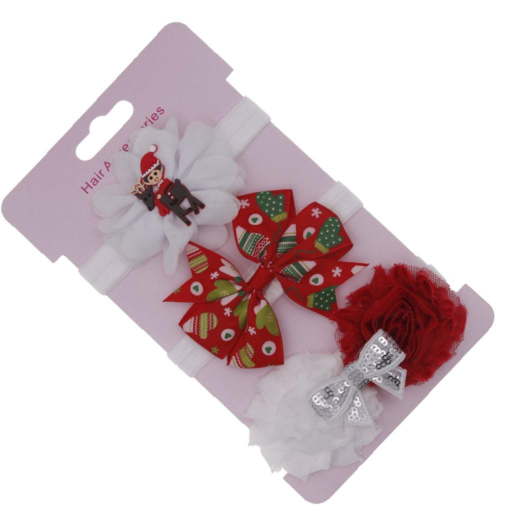 3-Piece Children Girl Hair Band Sets Xmas Headband Simple Kids Hair Ribbon Bowknot Christmas Hair Accessories