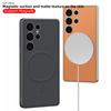 Magsafe Compatible Samsung S25 Ultra Leather Case with Built-in Magnetic Wireless Charging