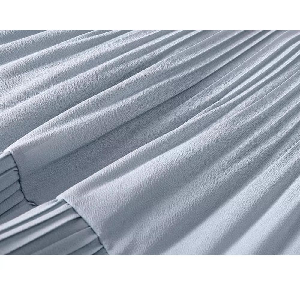 DIMANAF 2026 Summer Women New Skirts Chiffon Solid Elastic Waist Pleated Mesh Elegant Skirts