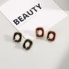 Retro Temperament Red Drop Glaze Geometric Square Gold Edge Pearl Stud Earrings for Women Piercing Stud Earrings Jewelry Gift