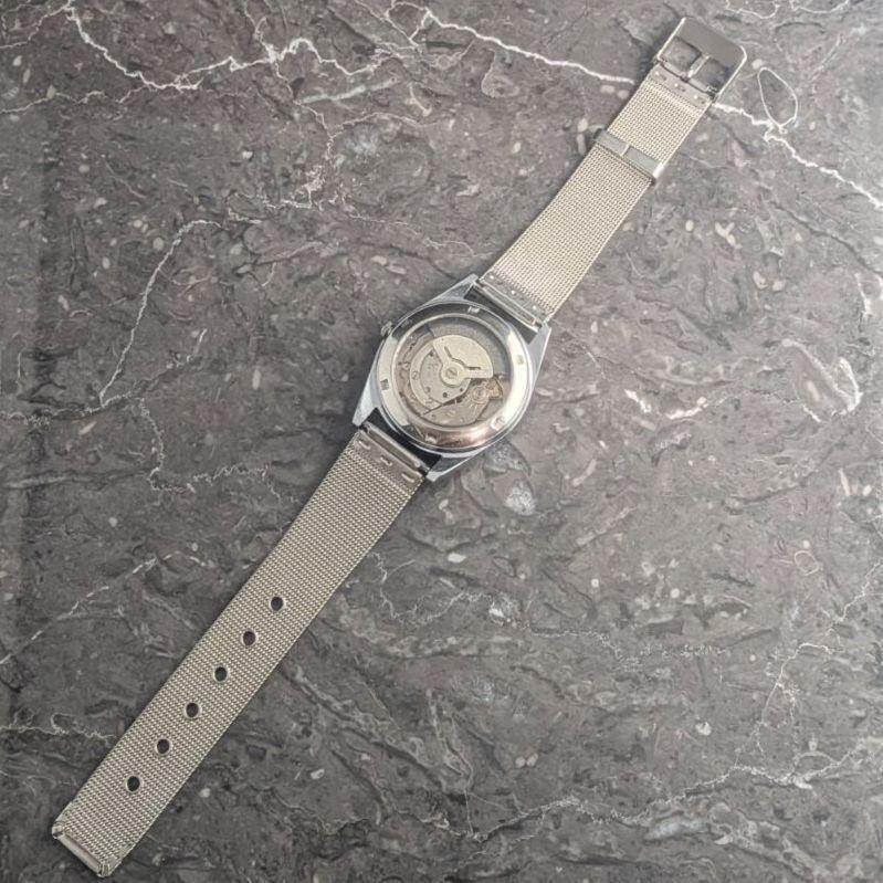 Used SEIKO Automatic Vintage Black Dial Bar Index 3-Hand Day-Date See-Through Case Back Men's Watch