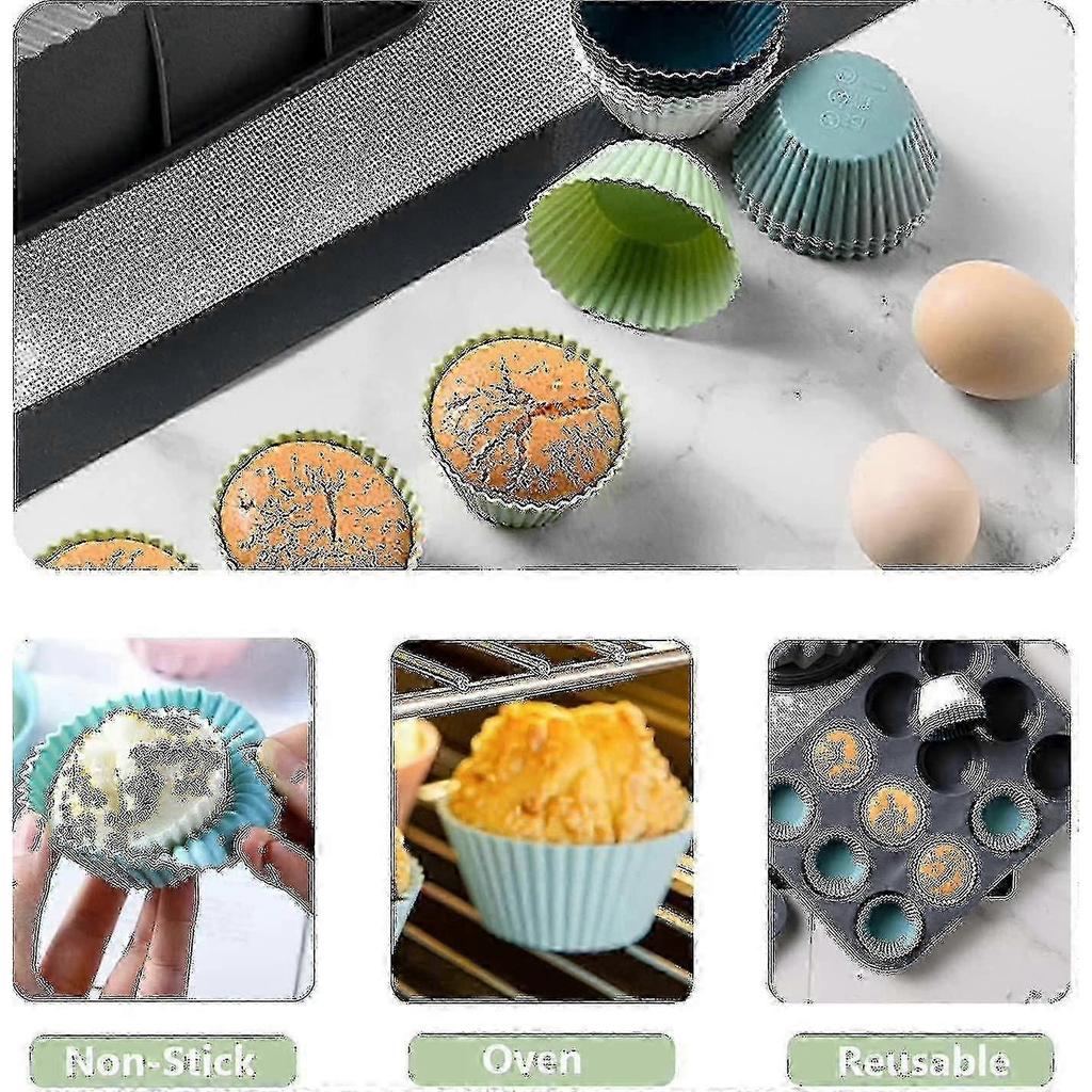 Reusable Non-Stick Muffin Molding Set for Kitchen Baking - Silicone Cupcake Liners (a-1b)