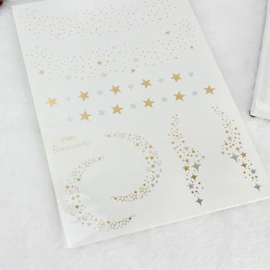 2Pcs Waterproof Shiny Metallic Gold Glitter Tattoo Sticker Temporary Body Art