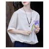 Mid-sleeved T-shirt for Women's Summertime New Arrival Mother-wearing Round Neck Cotton and Linen Top Temperament Small Shirt Chinese Style Tea