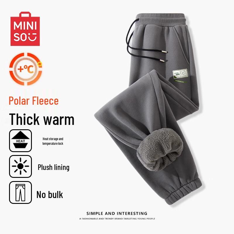 

MINISO Men s 2024 Fleece-Lined Winter Casual Joggers M