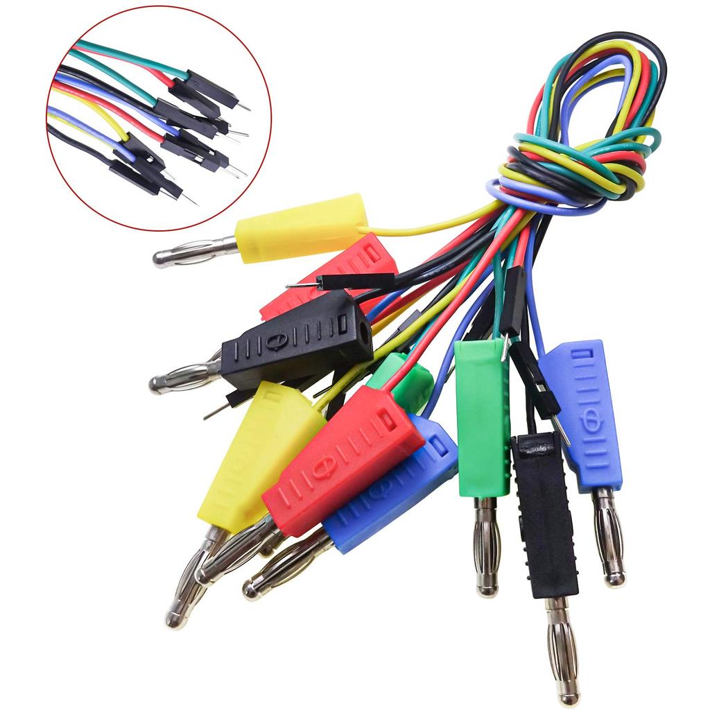 Cleqee Stackable Banana Breadboard Male Jumper Soft Flexible Silicone Test Leads for Electrical Testing Plugs, Wires,