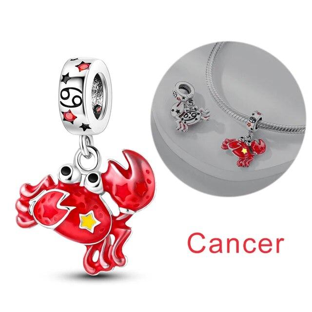 12 Zodiac Signs Constellation Charms Pendant Fit OriginalNew Bracelet Women 925 Silver Fine Jewelry Birthday Gifts