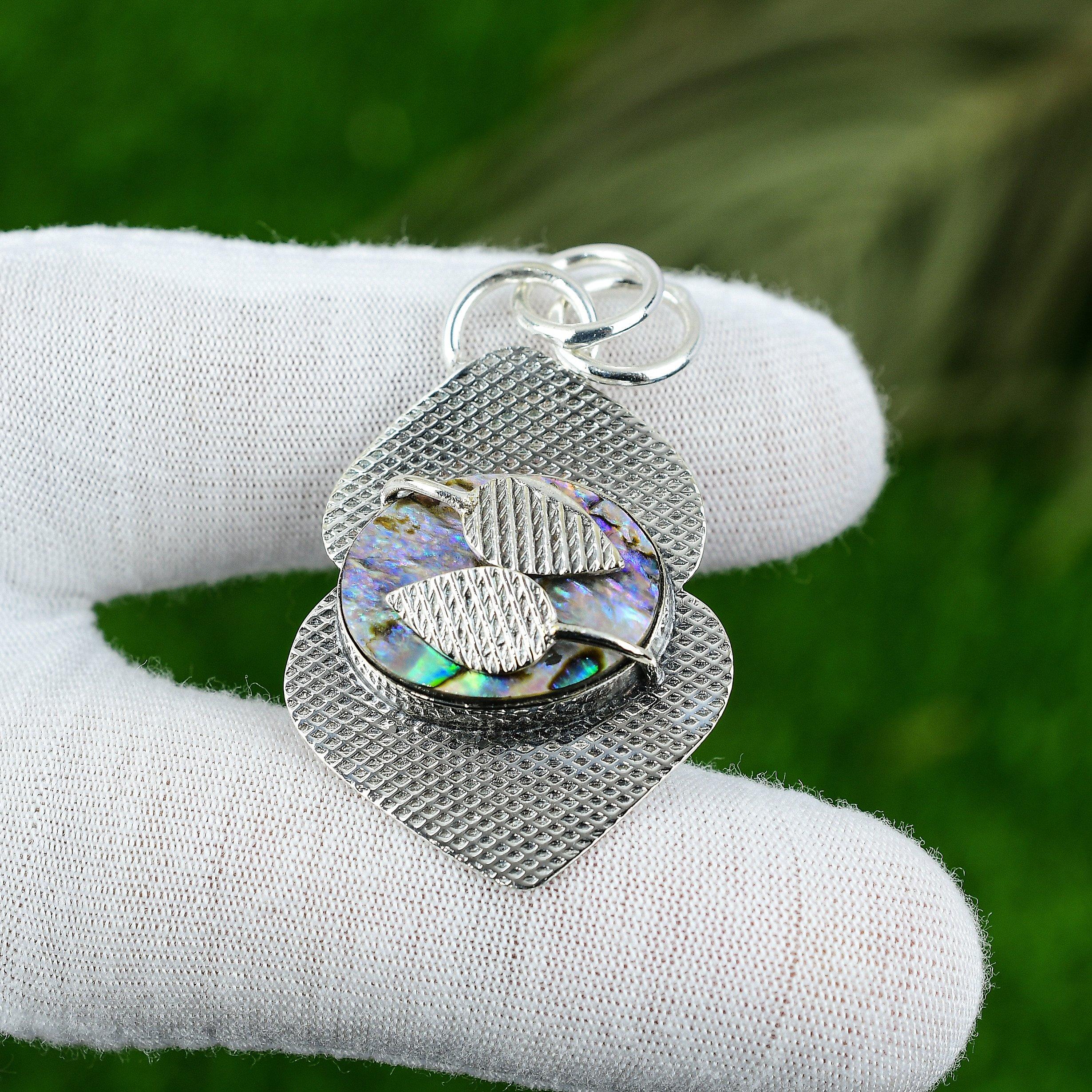 День женщин Сделка Камень из раковины абалона Серебро 925 пробы Артизан Бохо Новый кулон