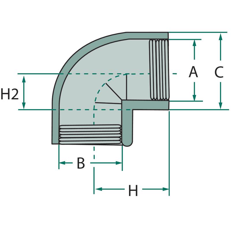 PVC-U Elbow Angle Connector 90 Degrees 10 Bar Internal Diameter 1/2 Drip Line 0110150