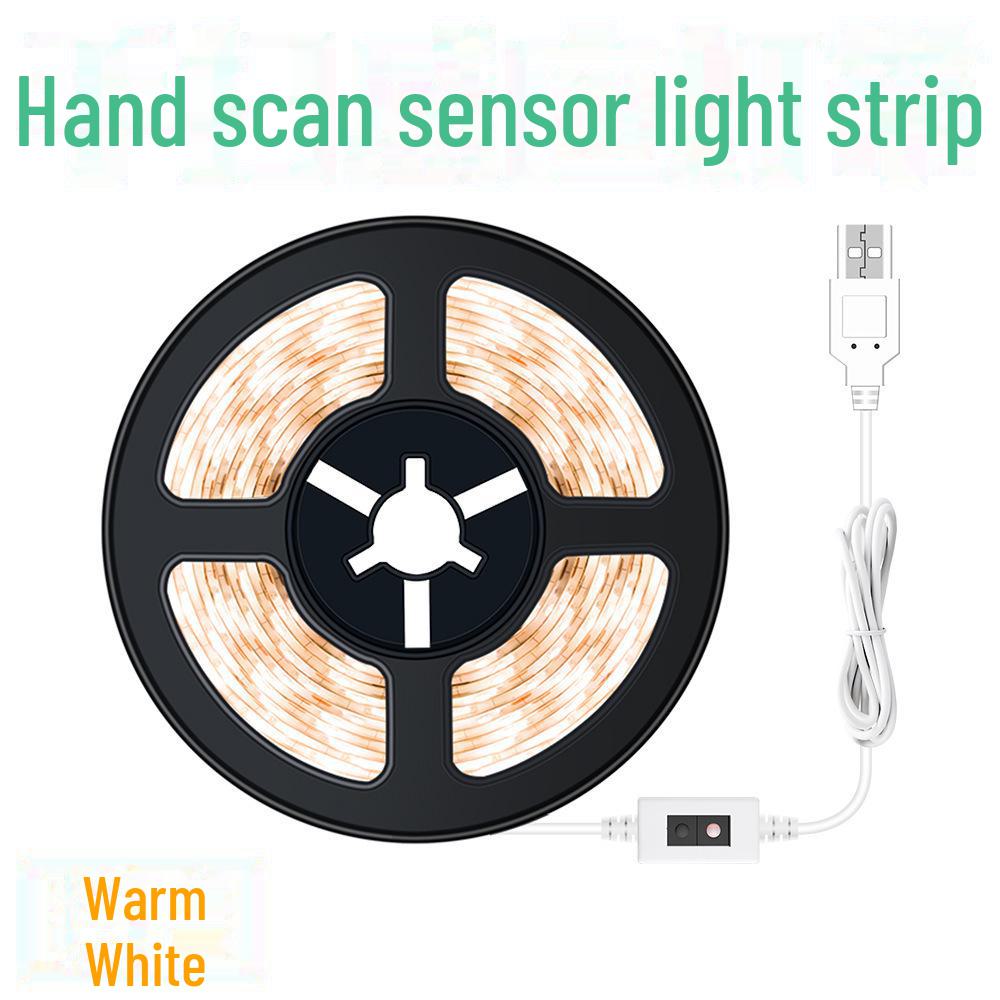 Waterproof USB LED Light Strip with Hand-Sweep Sensor and Adhesive, 5V Monochrome 2835