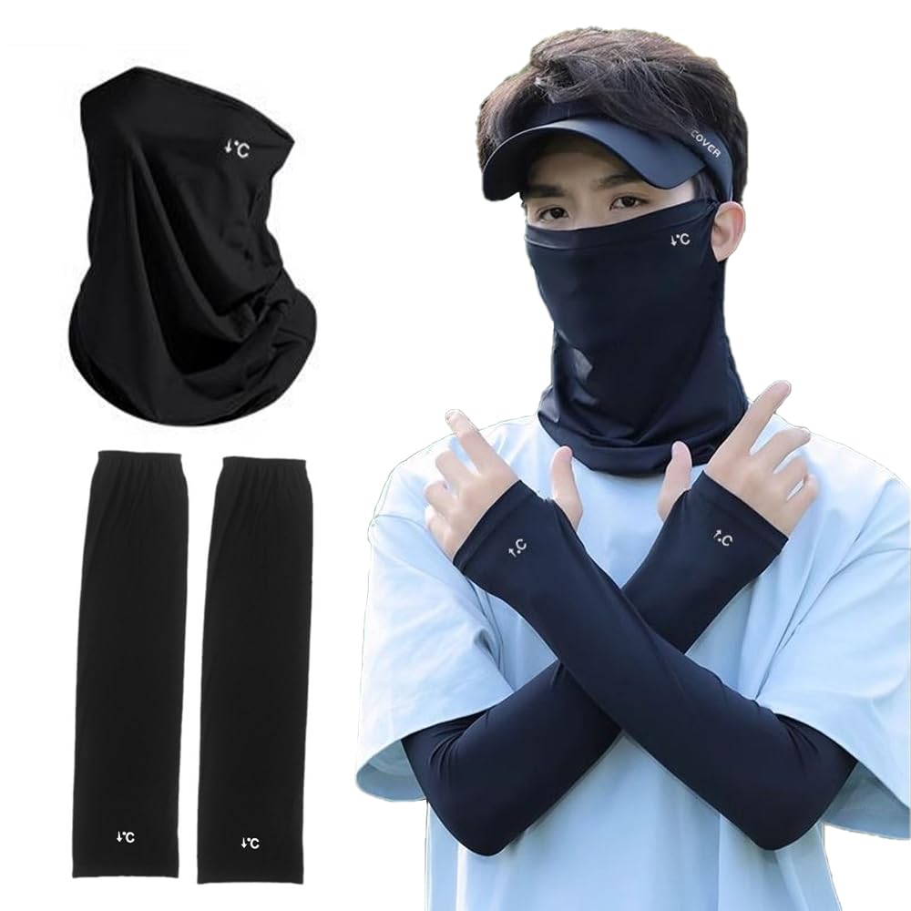 

Ichiibal Motorcycle Face , Face Cover, Summer, Cool Contact, Neck Warmer, Neck Guard, Sunscreen, Mask + Arm Cover чёрный