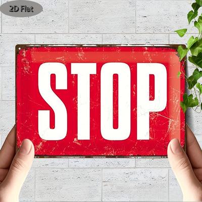 Vintage Stop Traffic Metal Sign Iron X Inch Retro Wall Decor Plaque Tin Plate For Garage Club