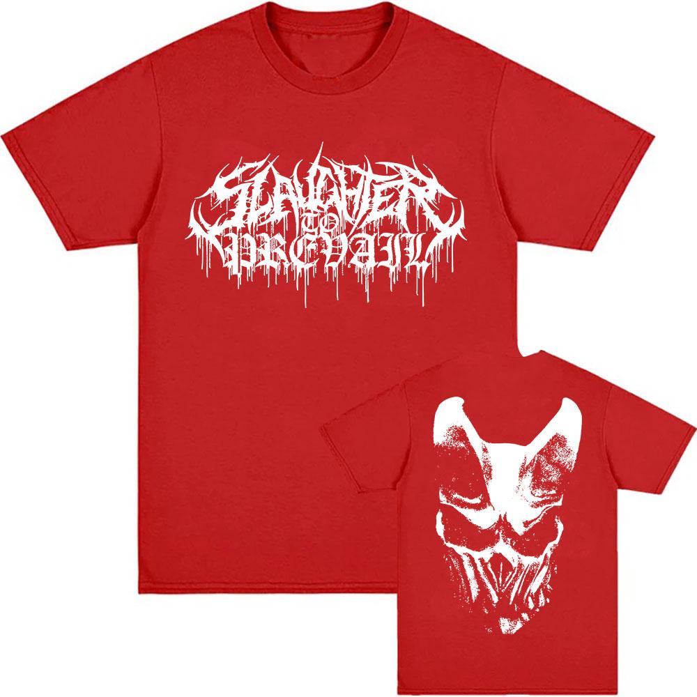 White Logo Mask Graphic Tees SLAUGHTER TO PREVAIL Rock Band Tshirts Hip Hop Unisex Streetwear Cotton Short Sleeve Male T Shirt