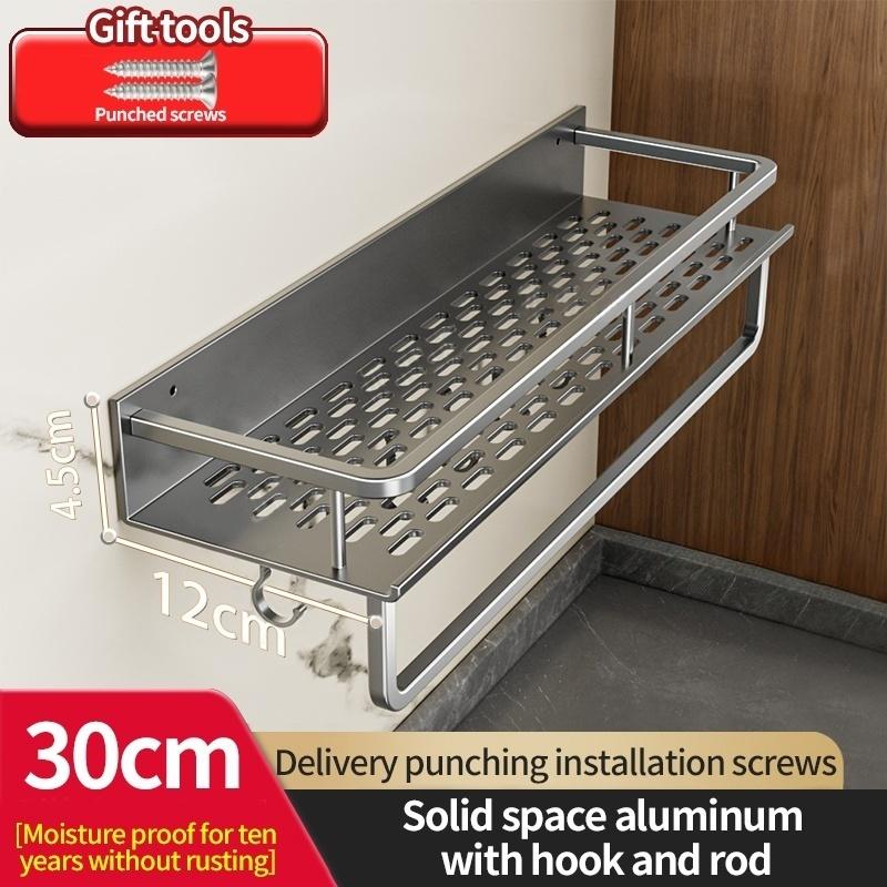 Aluminum Kitchen Wall-Mounted Spice Storage Rack Condiment Rack Multifunctional Household Utensil Rack Kitchen Hanging Organizer