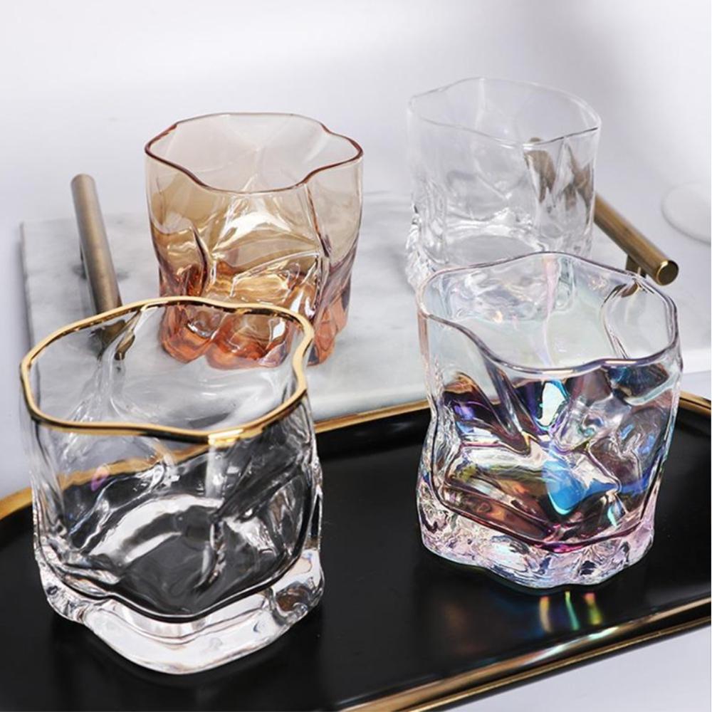 Whiskygläser im japanischen Stil, Kreatives unregelmäßiges Design, Kunstglas, Goldrand, Whisky-Bier-Tumbler, Chivas Brandy-Snifter-Glas
